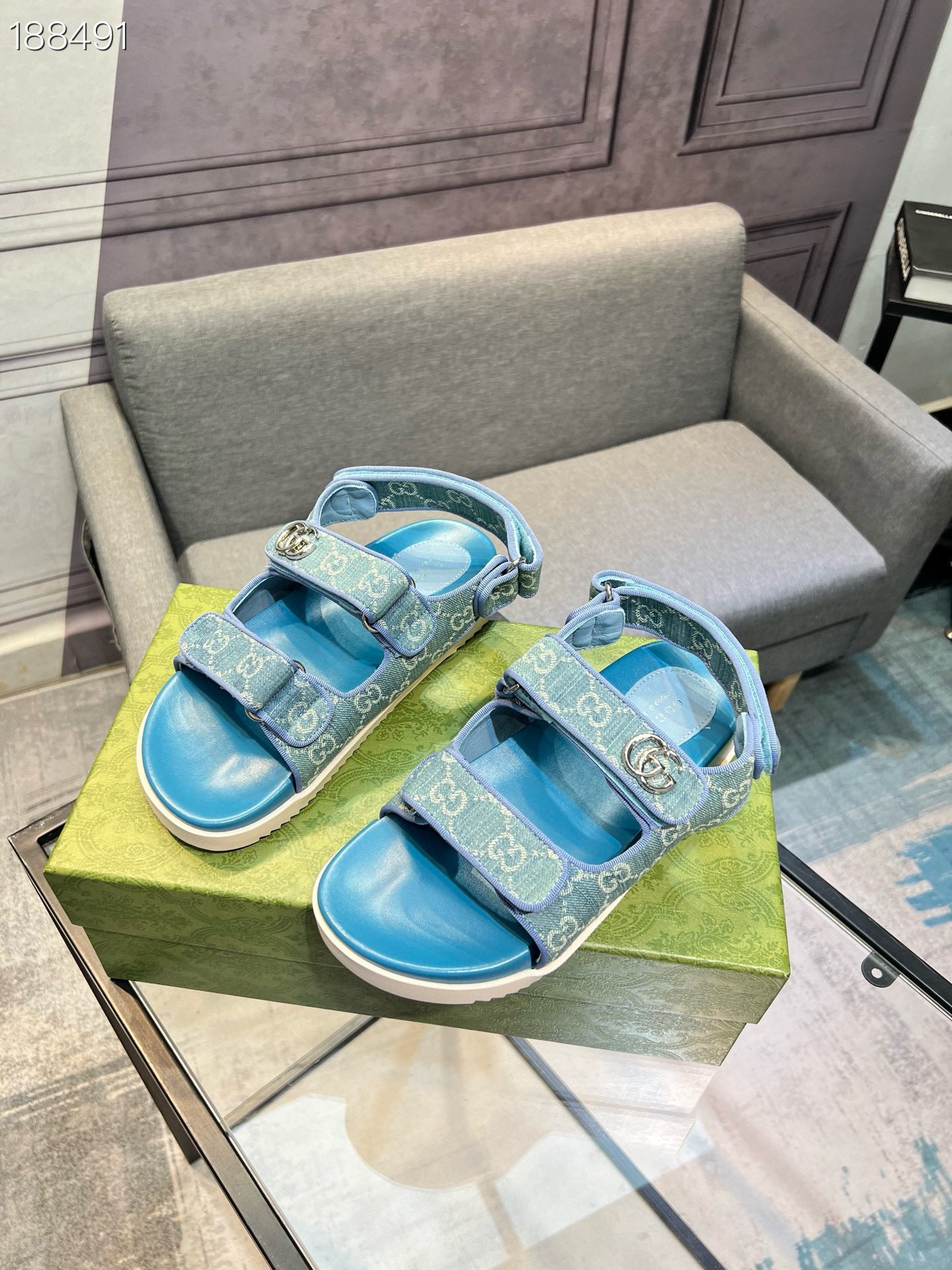 Sky Blue Canvas Denim Slingback Strap Sandals – Lightweight Comfort